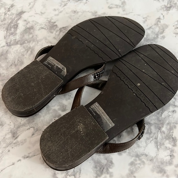 Etienne Aigner Vintage Leather Jeweled Thong Sandals size 7 - Picture 5 of 9